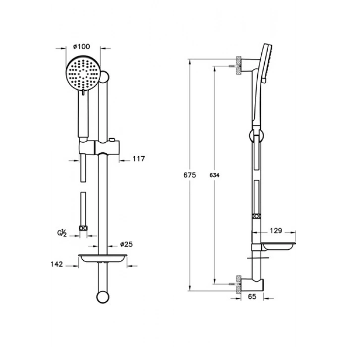 Artema Slim A45678STA 3F Sürgülü El Duşu Takımı, Krom