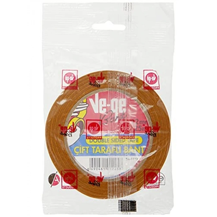 Askılı Çift Taraflı Bant, 12 mm x 25m Uzunluğunda