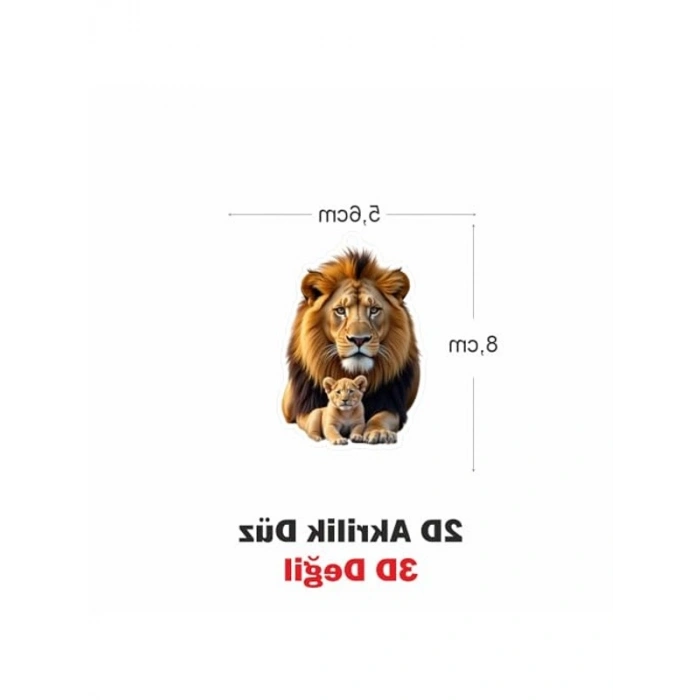 Aslan Figürlü Araba Ayna Süsü - UV Baskılı Pleksi Malzeme