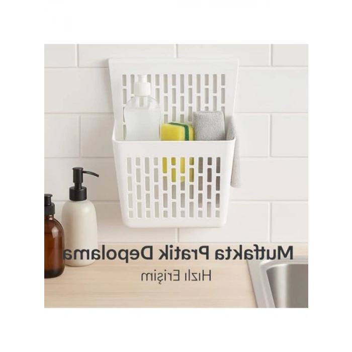 Asmalı Çok Amaçlı Plastik Organizer Sepet, Beyaz