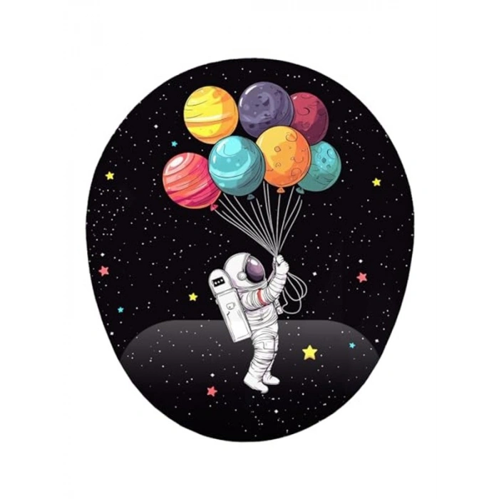 Astronot Temalı Bilek Destekli Mouse Pad, Konforlu Kullanım İçin