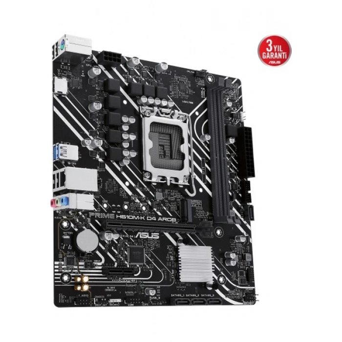 Asus Prıme H610M-K D4 Argb Intel H610 LGA1700 Ddr4 3200 HDMI M2 Usb3.2 Aura Rgb Matx Asus 5x Protectıon Iıı