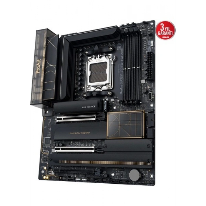 Asus Proart X870E-CREATOR Wıfı Amd X870E Am5 Ddr5 8000 HDMI 2xusb4 4x M2 Usb3.2 Wifi 7 + Bt Aura Rgb 10GBIT + 2.5gbit Lan Atx 16+2+2 Güç Aşamaları, Çift Usb4, Asus Control Center Express Lisansı