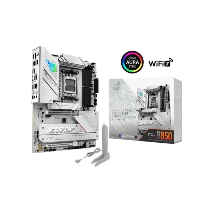 Asus Rog Strıx B850-A Gamıng Wıfı Amd B850 Am5 Ddr5 8000 Dp HDMI 4x M2 Usb3.2 Gen 2x2 Wifi 7 + Bt Aura Rgb 2.5gbit Lan Atx