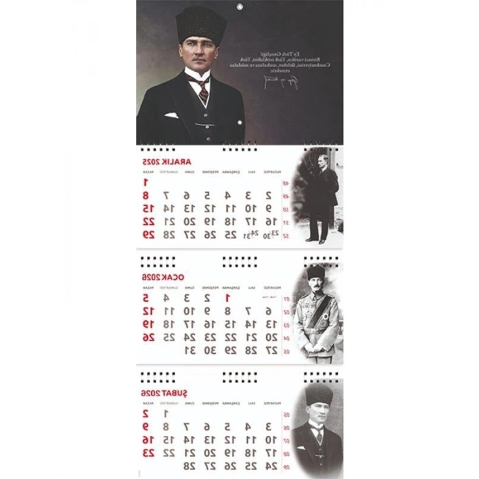 Atatürk Temalı Duvar Takvimi - 2026 Modeli