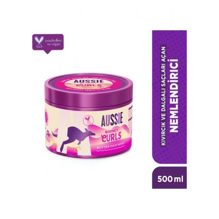 Aussie Bouncy Curls Kıvırcık ve Dalgalı Saçları Açan ve Nemlendiren Saç Maskesi 500 ml