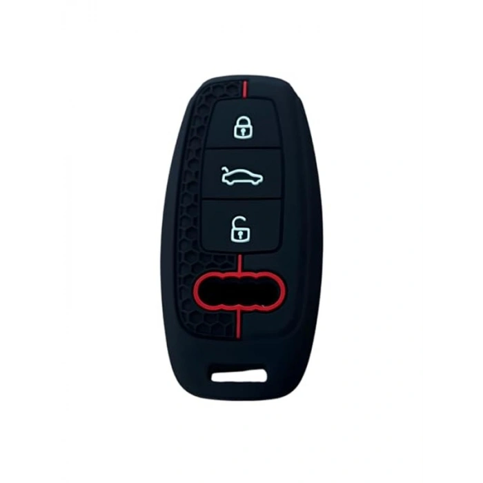 AutoHan Keys Audi Anahtar Kılıfı, A3 2021-2022, A6L, A7, A8, Q8, E-Tron, C8, D5 Modelleri için Uyumlu, Siyah Kırmızı Çizgili Petek Desenli