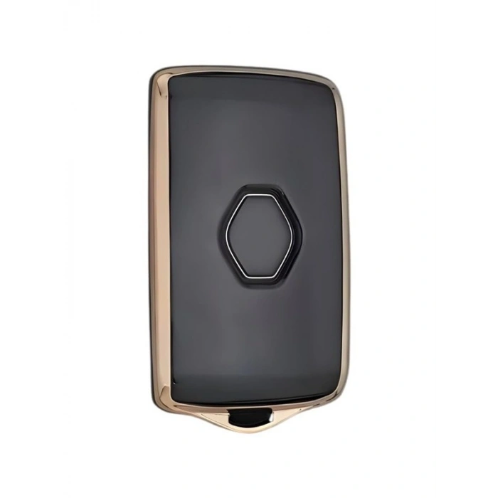 AutoHan Keys Lüx Renault Anahtar Kılıfı, Clio E-Tech, Austral, Megane E-Tech Uyumlu, 4 Buton, Siyah-Altın