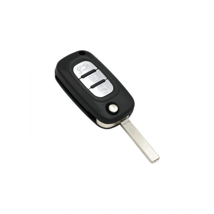 AutoHan Keys Renault Fluence Megane3 Anahtar Kabı, 3 Butonlu, Siyah