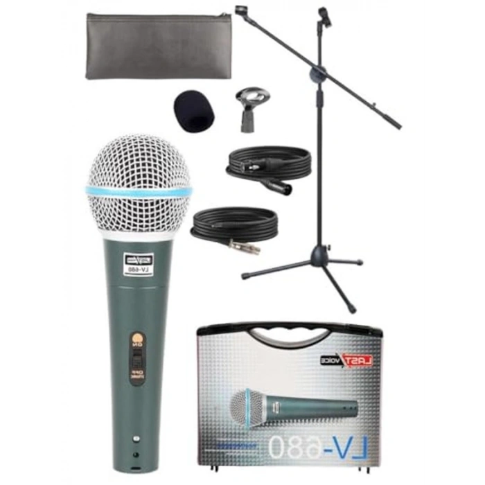 Ayaklı Kablolu Dinamik Mikrofon, Kullanışlı Stand ve Aksesuarlar