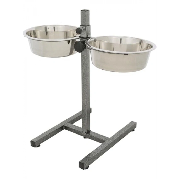 Ayaklı Paslanmaz Çelik Mama ve Su Kabı, 2.8L/Ø24Cm
