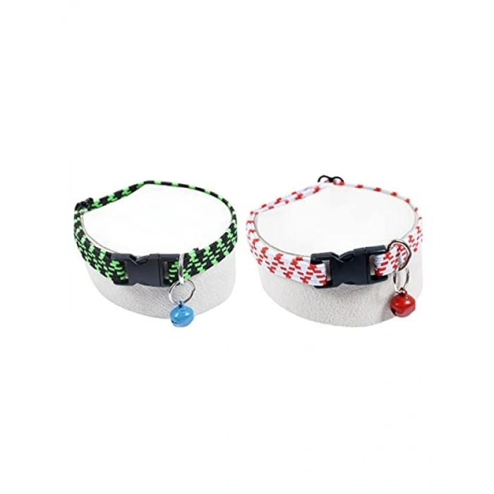 Ayarlanabilir 2li Elastik Kedi ve Köpek Tasması Seti