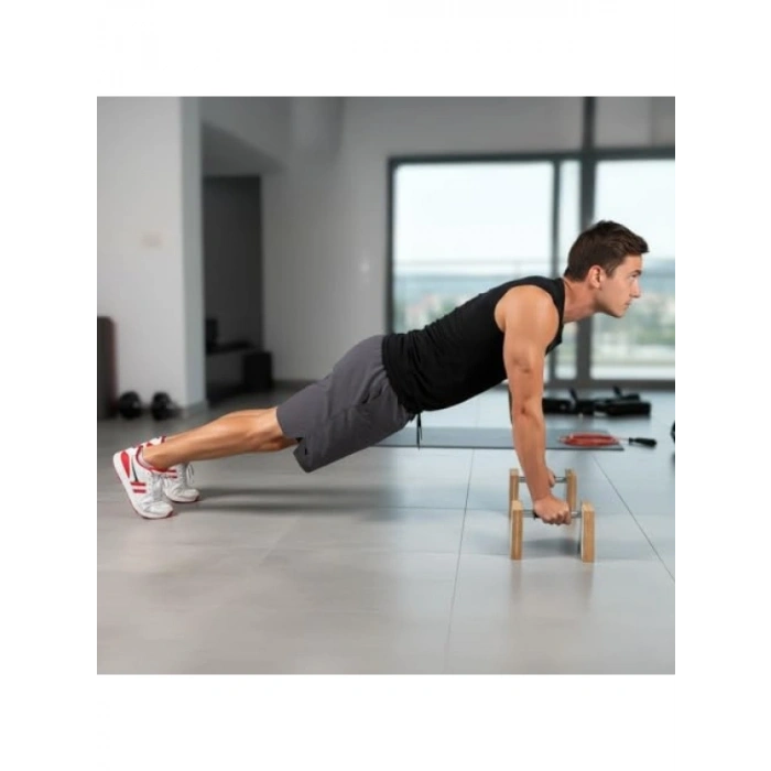 Ayarlanabilir Ahşap Şınav Barı - Estetik Tasarım