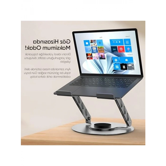 Ayarlanabilir Alüminyum Laptop Standı, 360 Derece Dönebilir
