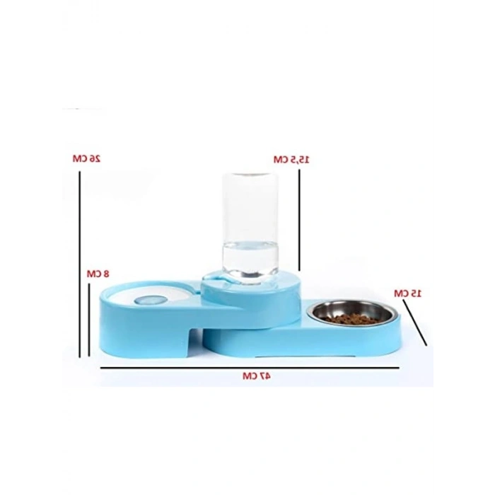 Ayarlanabilir Çelik Mama ve Su Kabı Seti - 1000ml Turkuaz
