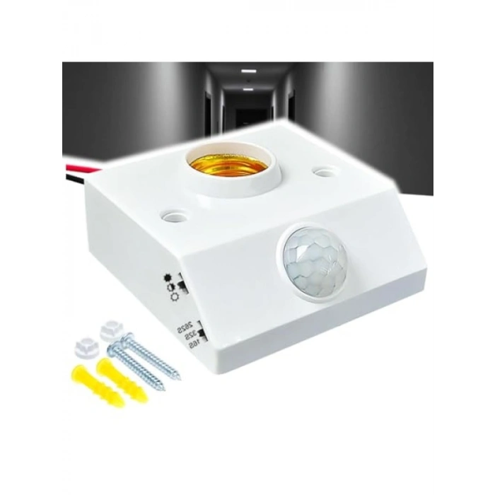 Ayarlanabilir E27 Duylu Hareket Sensörü - 360° Algılama, Enerji Tasarruflu