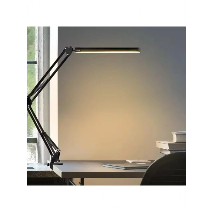 Ayarlanabilir Kol ile Kelepçeli LED Masa Lambası, 10 Parlaklık Seçeneği