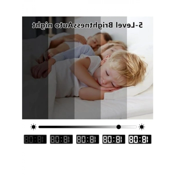 Ayarlanabilir Parlaklıkta Masa Saati, Derece Alarm ve Takvim