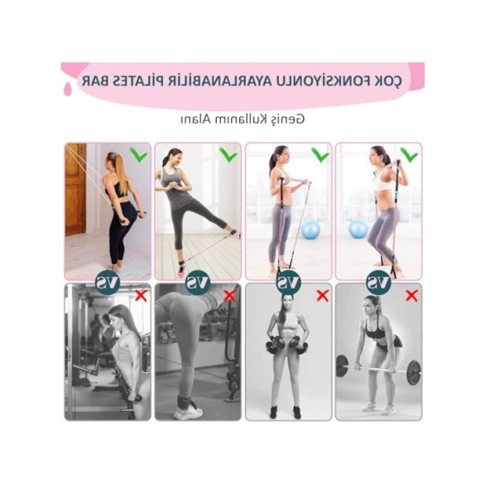 Ayarlanabilir Pilates Bar Seti - Çok Amaçlı Egzersiz Çubuğu