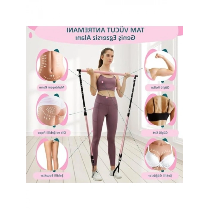Ayarlanabilir Pilates Bar Seti - Çok Amaçlı Egzersiz Çubuğu