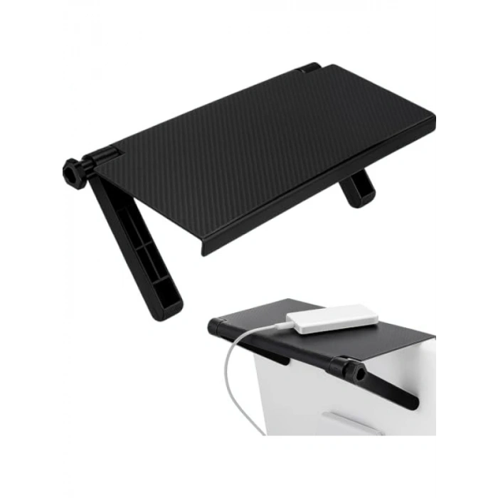 Ayarlanabilir TV Üstü Raf – Modern Karbon Desenli Organizer