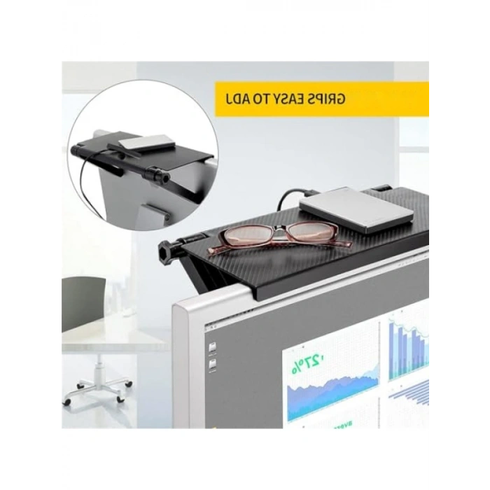 Ayarlanabilir TV Üstü Raf – Modern Karbon Desenli Organizer