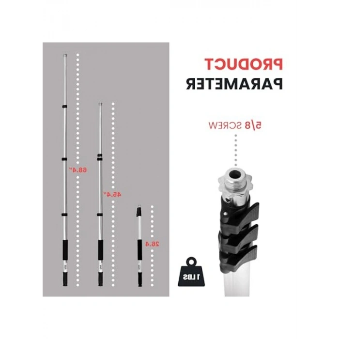 Ayarlanabilir Uzunlukta Mikrofon Bom Direği, Siyah