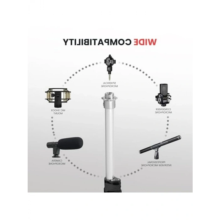 Ayarlanabilir Uzunlukta Mikrofon Bom Direği, Siyah