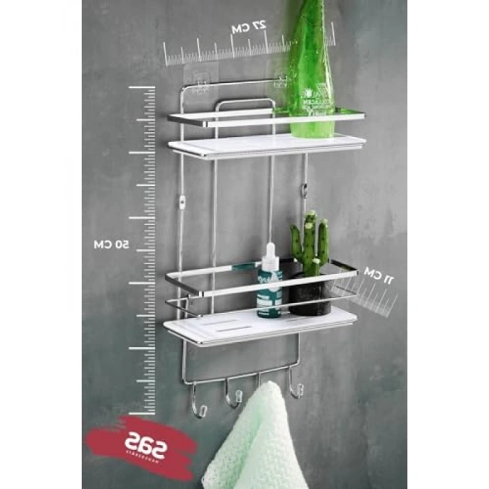 Ayarlanabilir Yapışkanlı Banyo Düzenleyici Raf