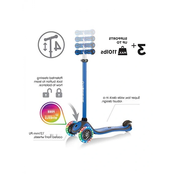 Ayarlanabilir Yükseklikte Işıklı Tekerlekli Scooter