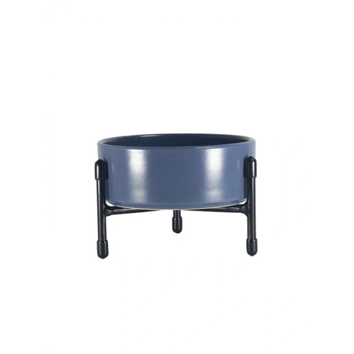 Ayarlanabilir Yükseklikte Seramik Mama-Su Kabı, 3 Ayaklı Metal Stand