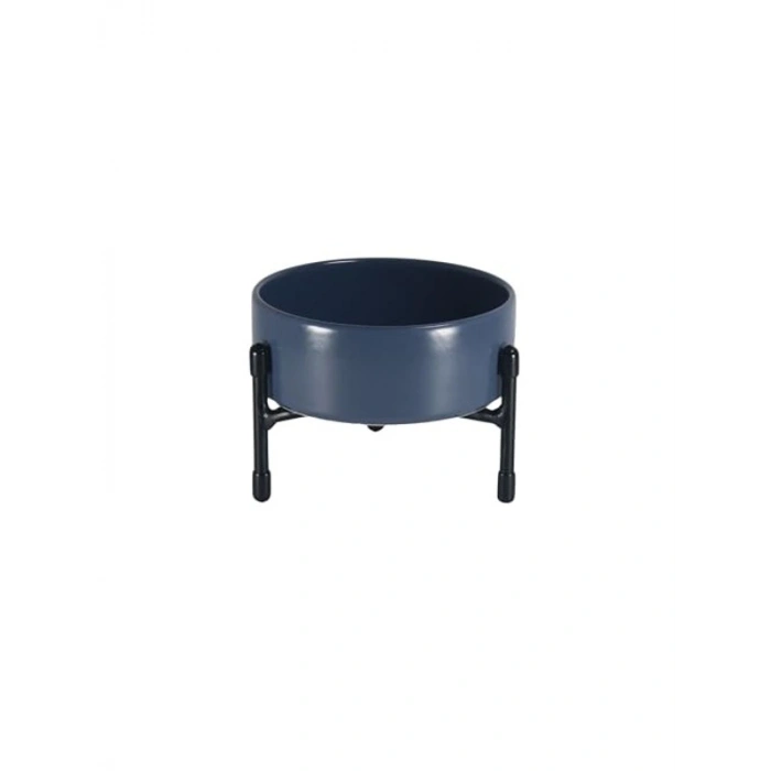 Ayarlanabilir Yükseklikte Seramik Mama-Su Kabı, 3 Ayaklı Metal Stand