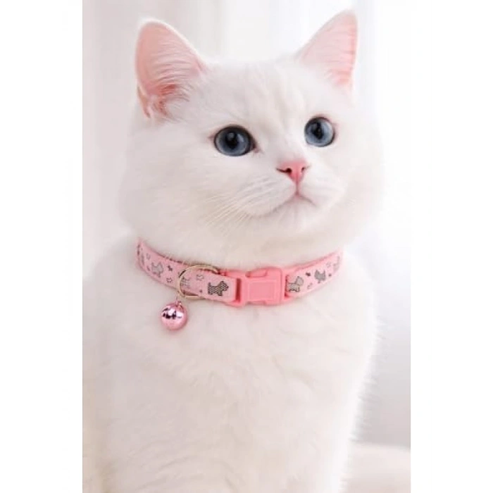 Ayarlanabilir Zilli Kedi Boyun Tasması - Pembe