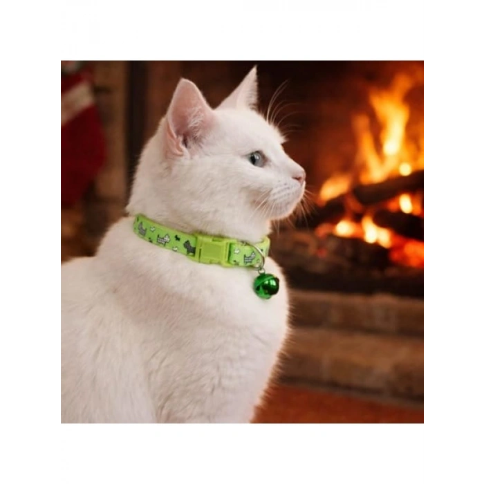 Ayarlanabilir Zilli Kedi Boyun Tasması - Yeşil