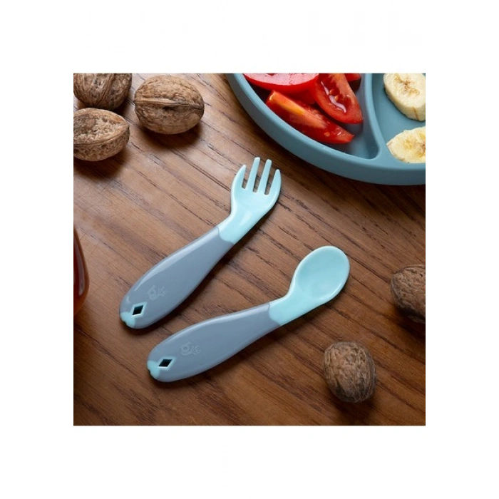 Babyjem Açılı Mama Çatal Kaşık Seti - Yeşil