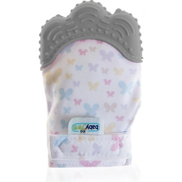 Babyjem Bebek Diş Kaşıyıcı Eldiveni Kelebek Gri