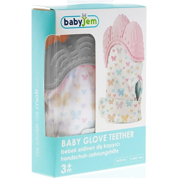 Babyjem Bebek Diş Kaşıyıcı Eldiveni Kelebek Gri