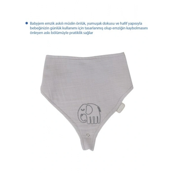 Babyjem Emzik Askılı Müslin Mama Önlüğü Gri