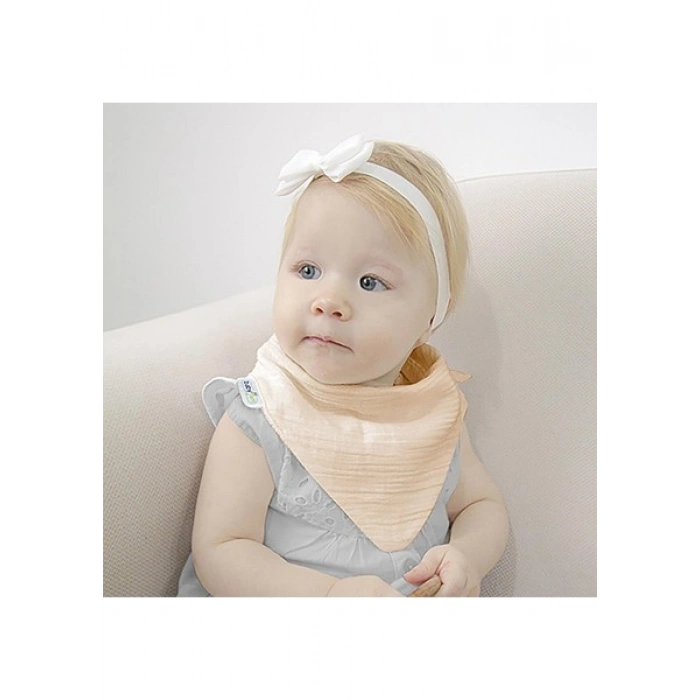 Babyjem Silikon Diş Kaşıyıcılı Bürümcük Müslin Önlük Somon