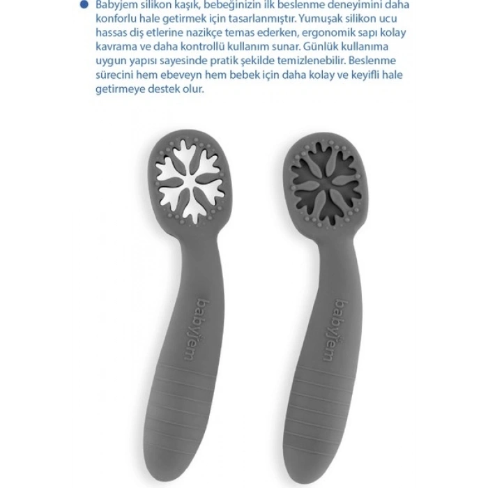 Babyjem Silikon İkili İlk Kaşığım Gri