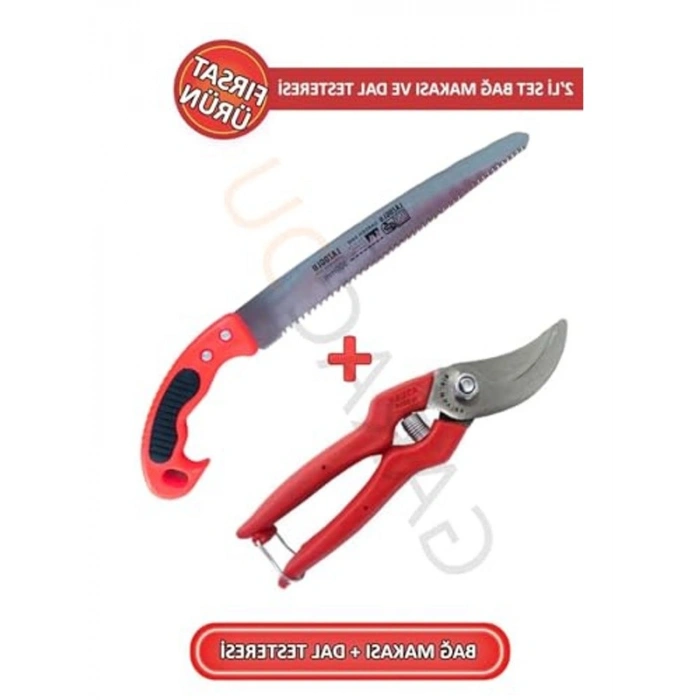 Bağ Budama Makası ve Dal Testeresi, 30 cm, 2li Set, Dayanıklı Çelik