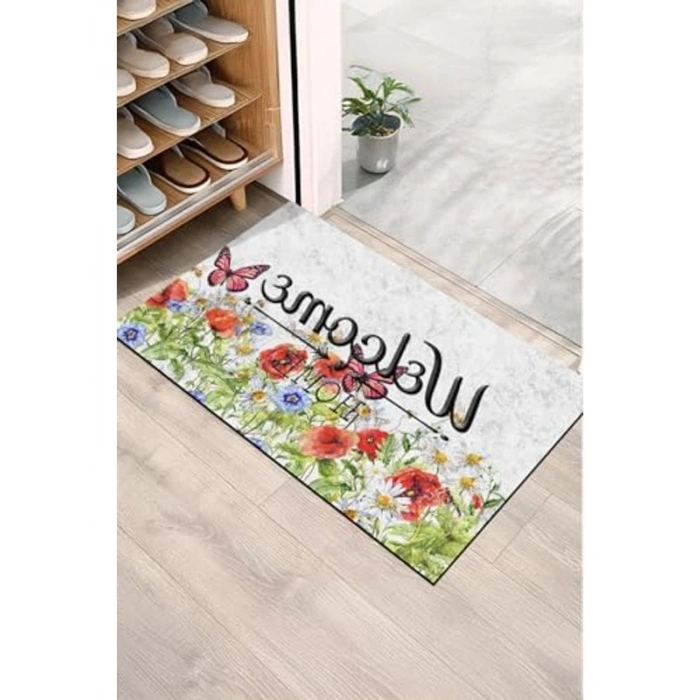 Bahar Temalı Kapı Paspası - Modern Dış Mekan Kullanımı İçin Şık Tasarım