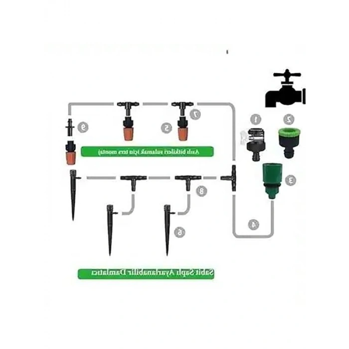 Bahçe Damlama Sulama Sistemi, 15 Metre Set