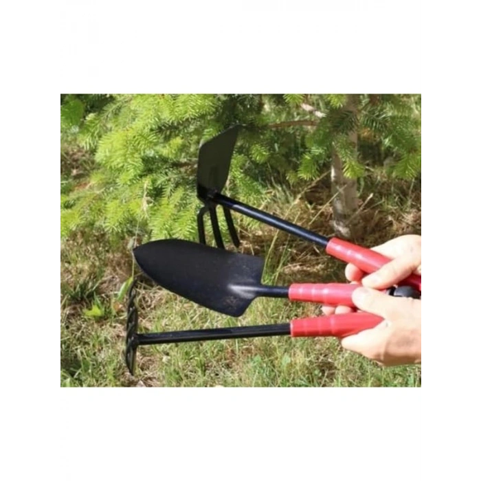 Bahçe El Aletleri Seti, 30 cm Kürek, Tırmık ve Çapa ile 3 Parça