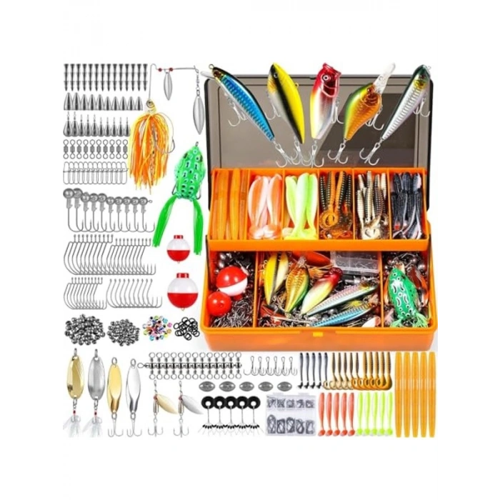 Balık Avı Seti, 404 Parça, Yem ve Kanca ile Tam Set