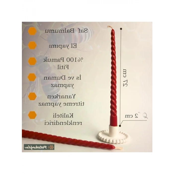 Balmumu Konik Burgulu Şamdan Mumu - 4 Adet 27.5 cm