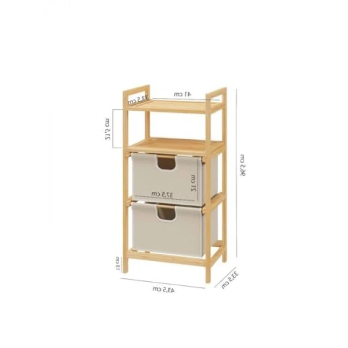 Bambu 2 Raflı ve 2 Çekmeceli Banyo Düzenleyici Dolap