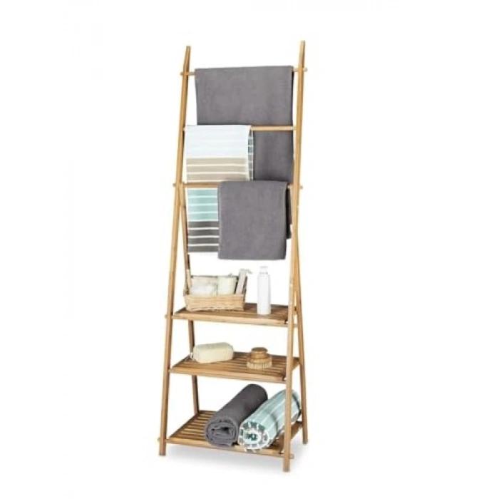 Bambu 3 Raflı Havlu Askısı - Banyo Düzenleyici Organizer