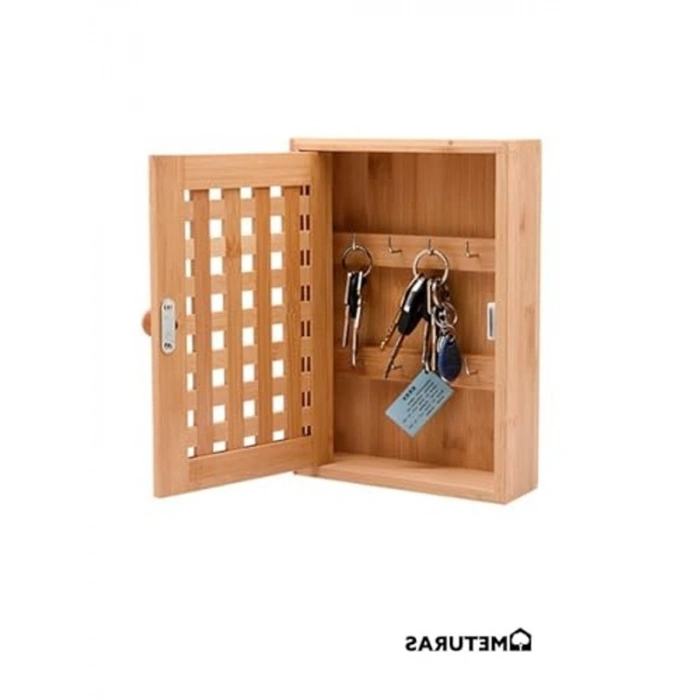 Bambu Anahtarlık Kutusu, 27.2x19.1x6.3 cm, Kafes Desenli