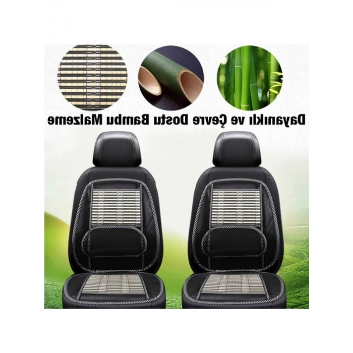 Bambu Görünümlü Nefes Alabilen Koltuk Bel Minderi, Siyah